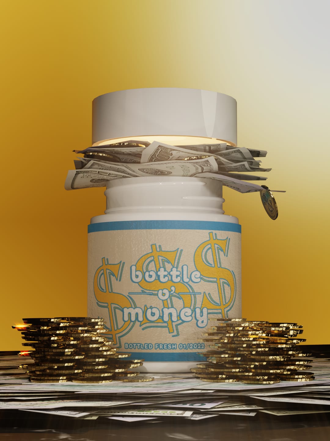 Bottle o’ Money · model, light, animate
