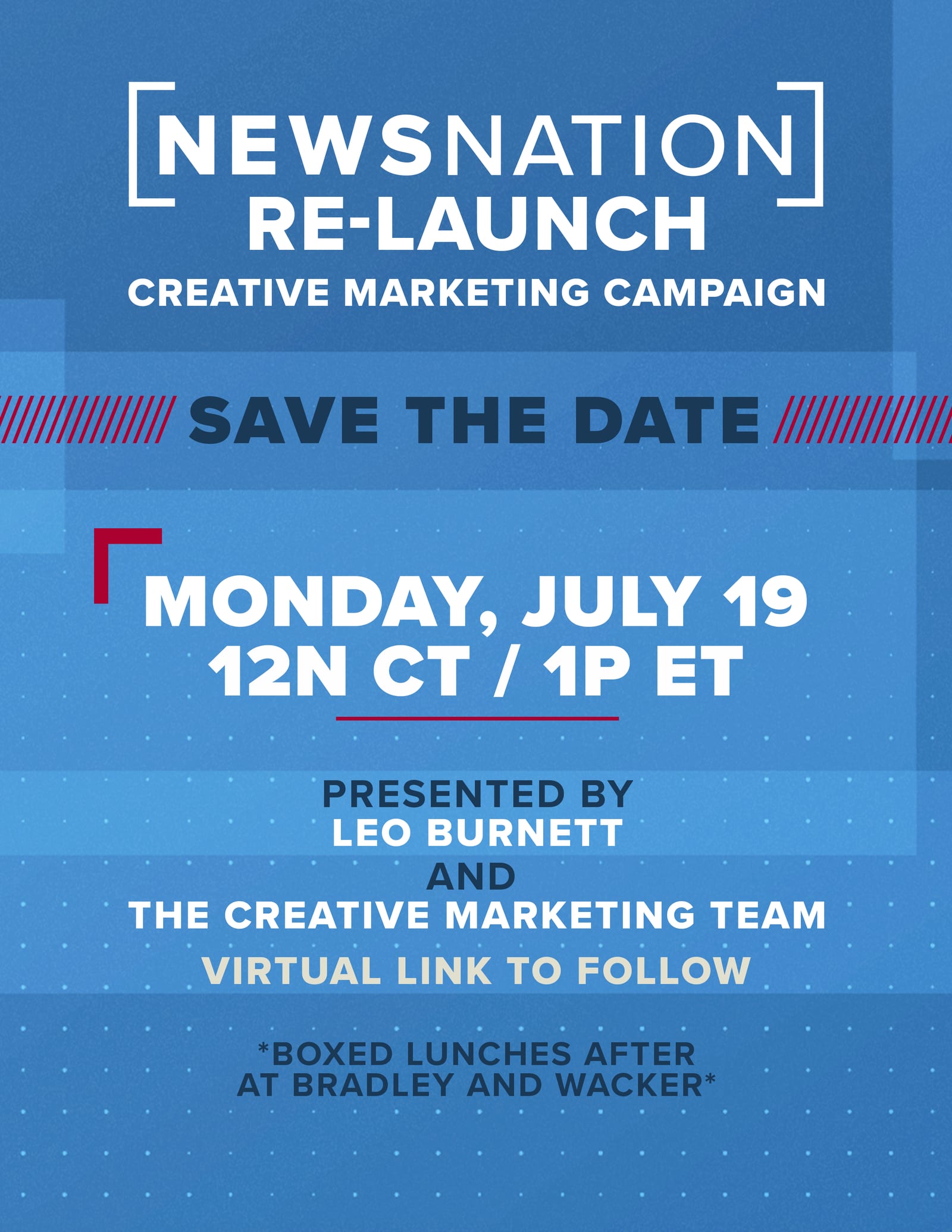 Relaunch save-the-date, July 19, 2021 · internal launch creative