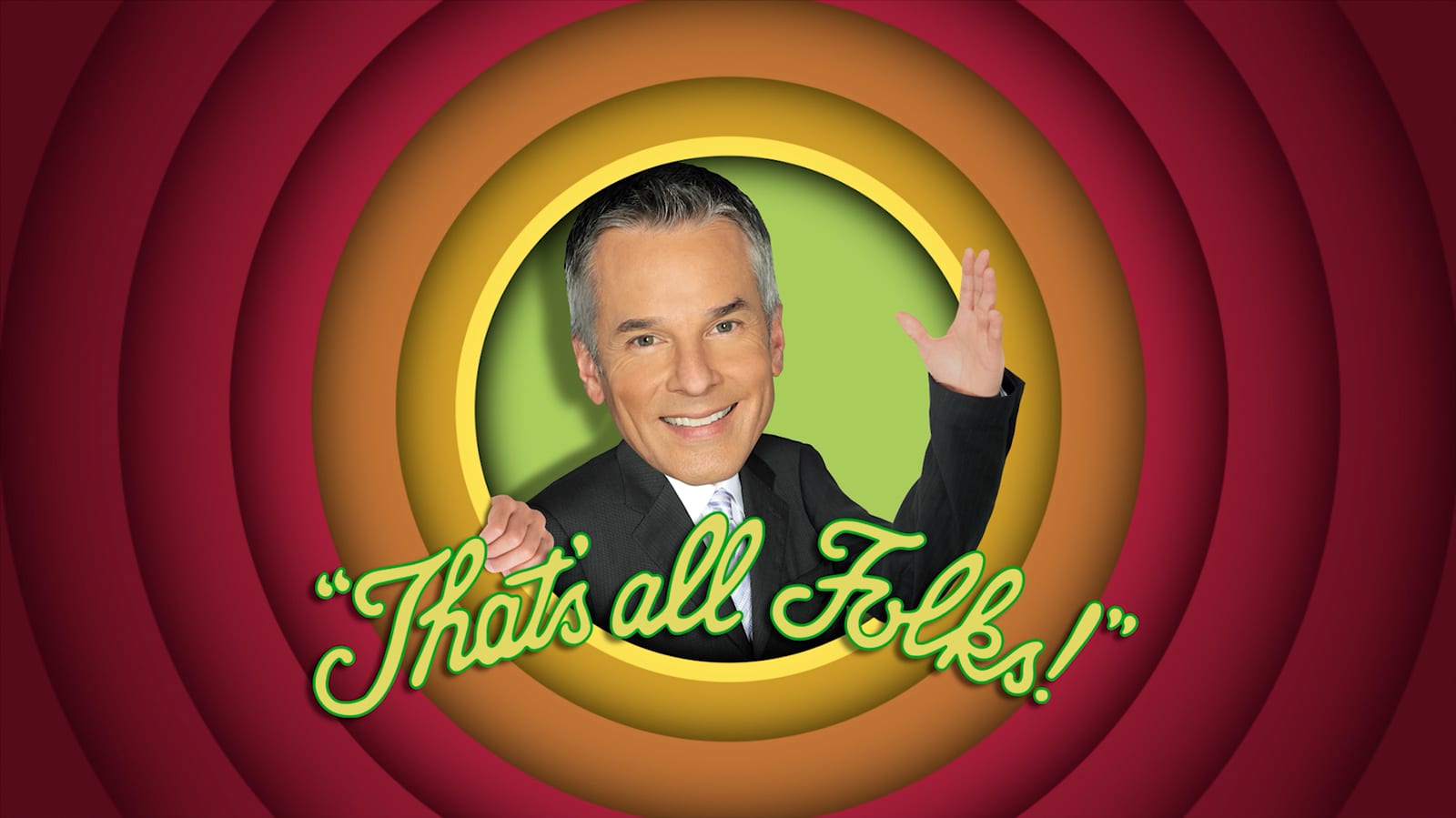 Anchor send-off, “That’s all Folks” · design and animation
